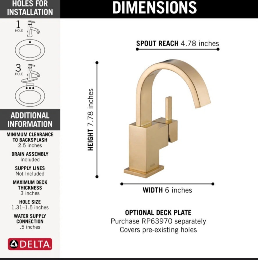 Faucet - Vero Single Hole Bathroom Faucet with Drain Assembly - WF1.3.26