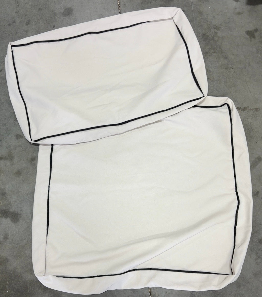 Outdoor Cushion Cover Set - Ivory with Black Piping Seat 28” x 27” x 4” Back Cushion 28” x 17” x 4”
