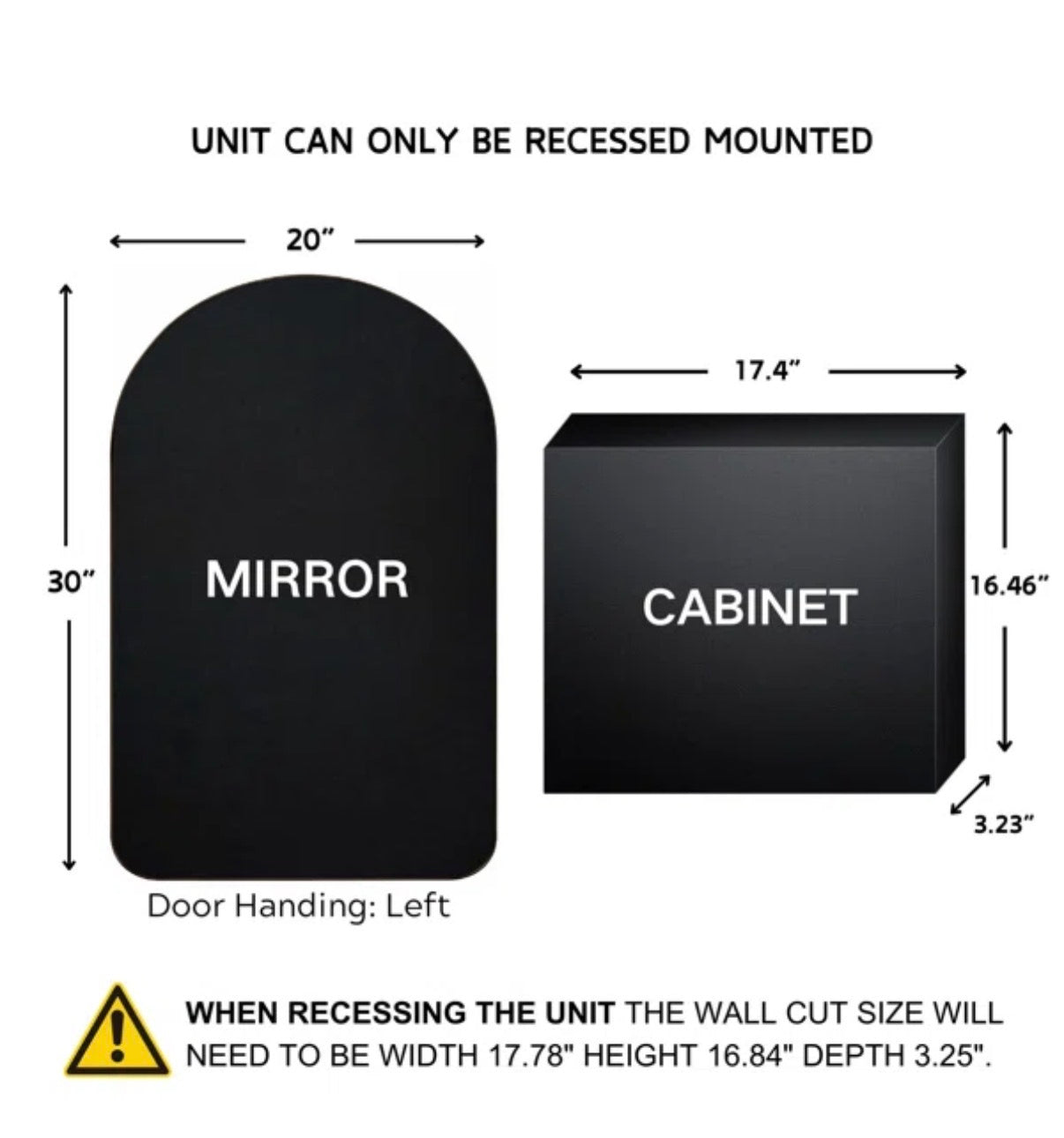 Mirror - WH Recessed Framed Medicine Cabinet with 2 adjustable shelves