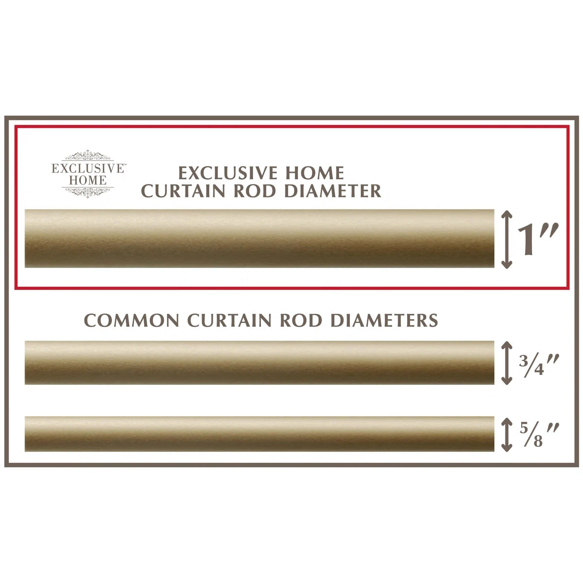 Curtain Rod - 36" - 72" Exclusive Home Topper 1" Curtain Rod and Finial Set