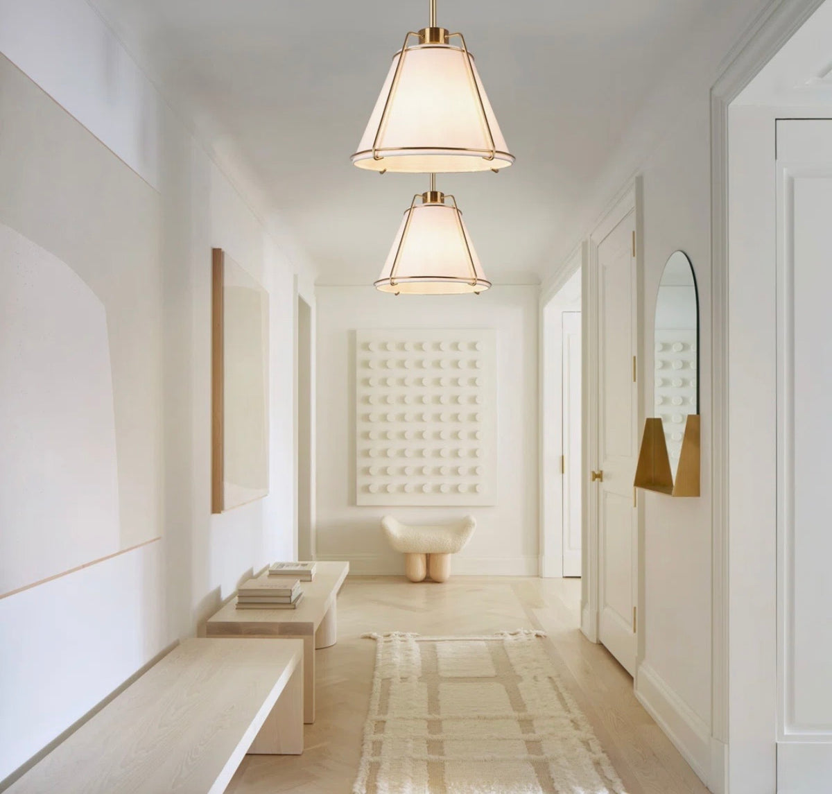 Chandelier - Leibuy 1 Light Brass Pendant Metal Chandelier Fabric Shade