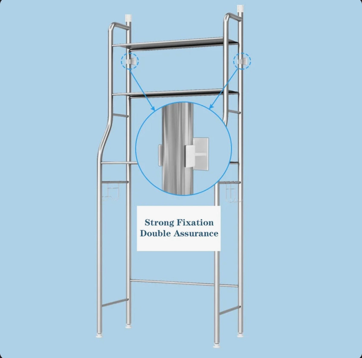 Organization - Bathroom Over Toilet Stand 3 - Tier, Stainless Steel, Silver Finish, Freestanding with Towel & Paper Holder
