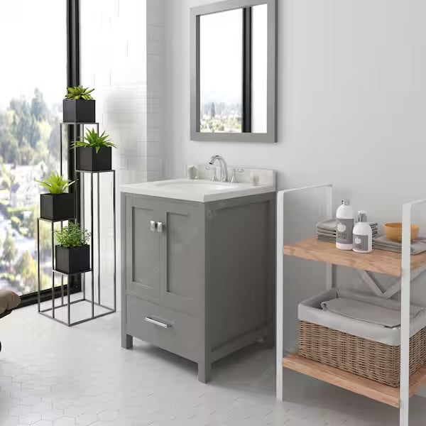 Bathroom Vanity Cabinet - 24” Carolina Avenue Single Cabinet in Gray NO TOP
