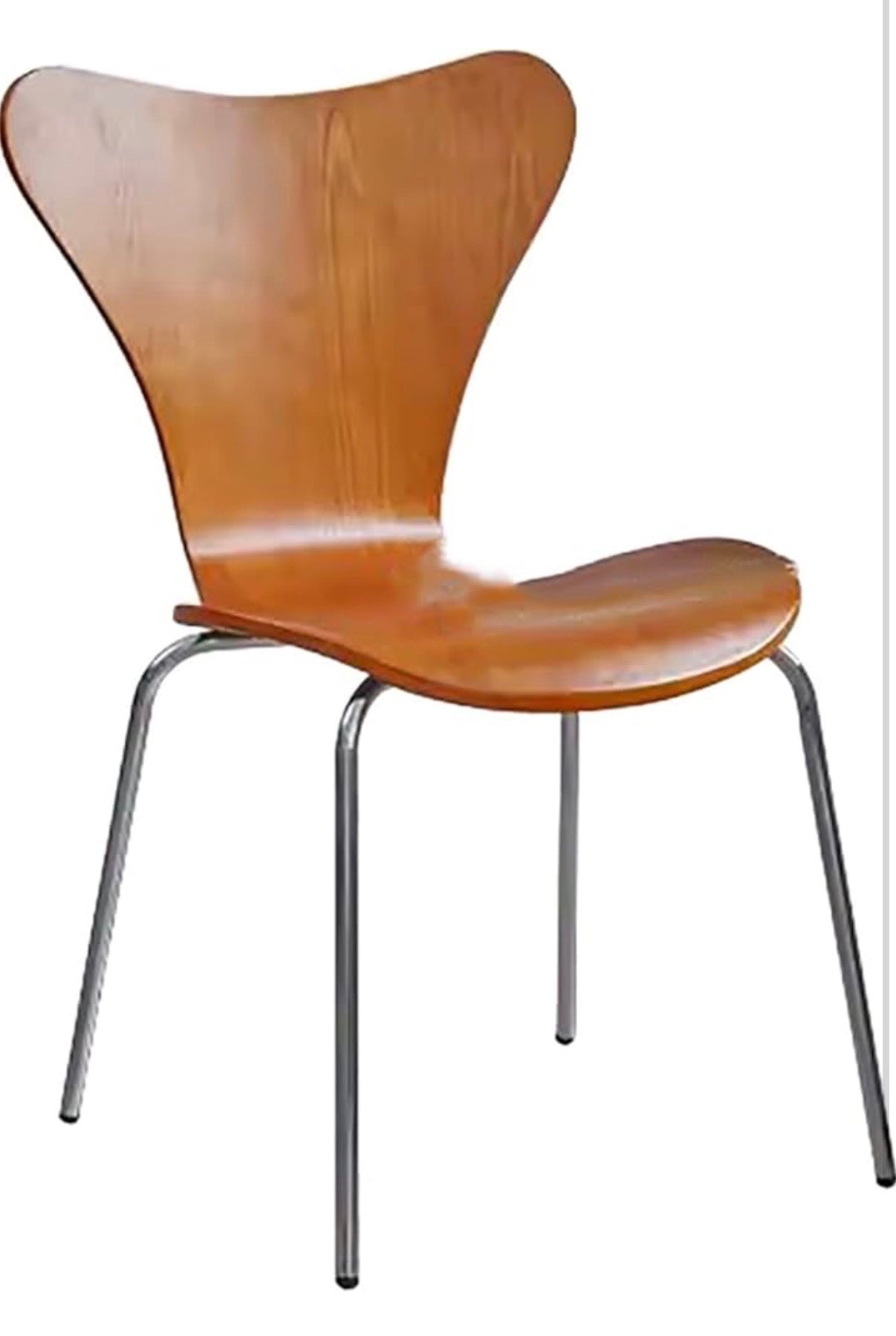 Dining Chair Set of 4 - Mid-Century Modern Wooden Dining Chairs, Dinning Room Chair, Contemporary Stackable Bentwood Kitchen Interior Armless Chairs with Steel Legs (Color : Walnut Color)