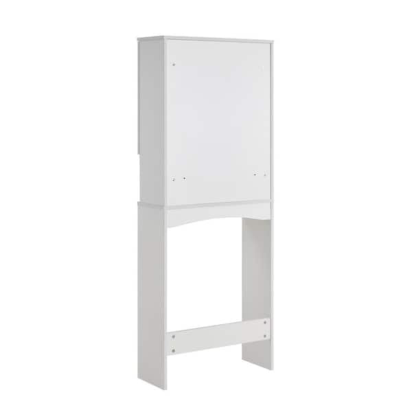Storage Cabinet - 23.62 in. W x 61.81 in. H x 9.05 in. D White Over The Toilet Storage with Doors