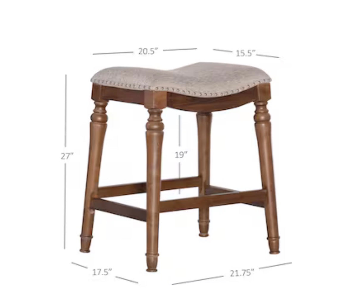 Barstools Single - 27” Powell Brown Counter height Upholstered Wood Bar Stool