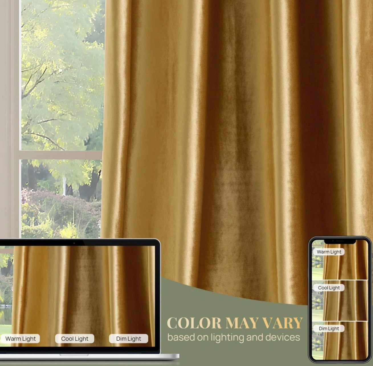 Curtain Panel Single - Gold Fluidity Velvet - WF9.25.25