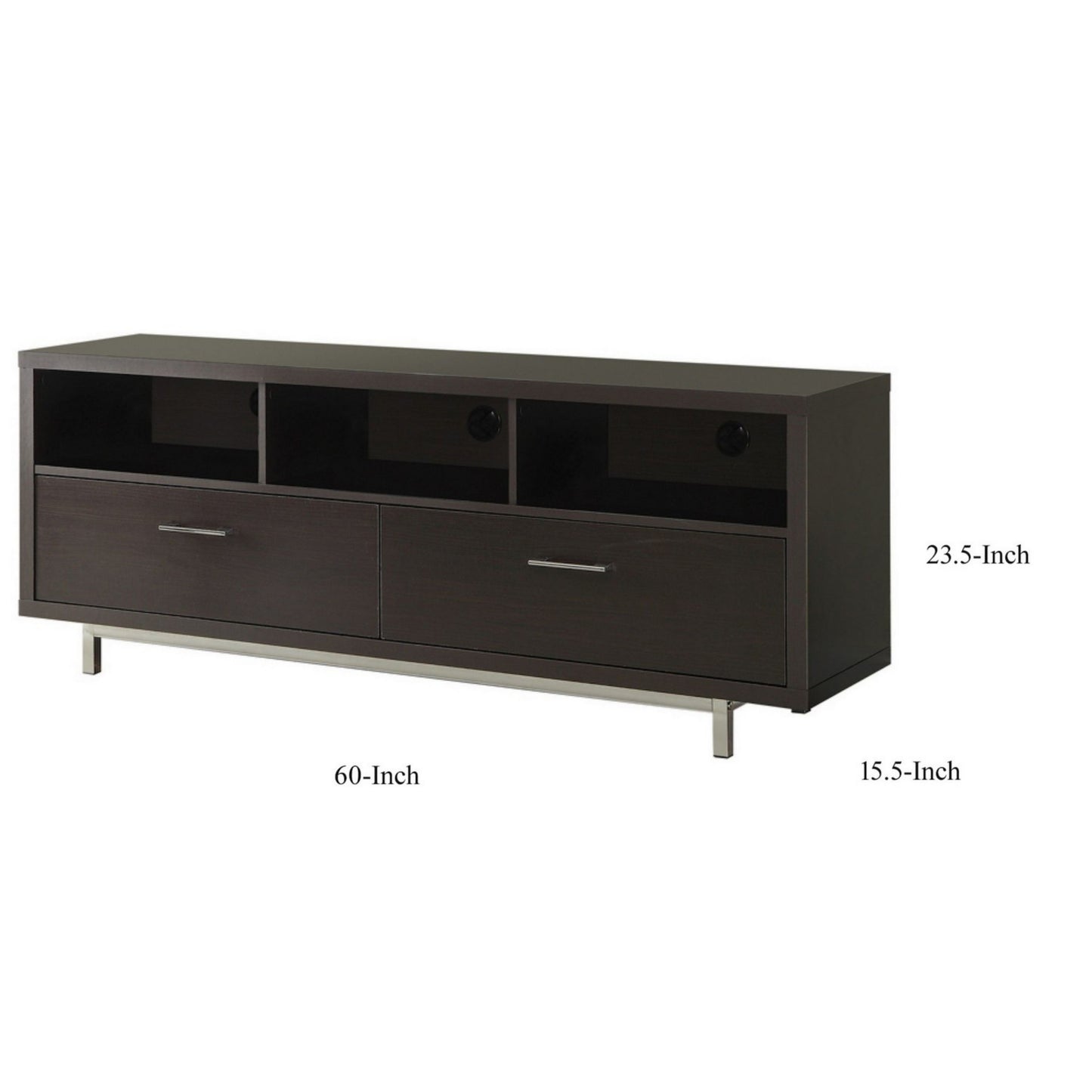 Media Center - Fabulously Designed Tv Console With Chrome Legs, Espresso Brown