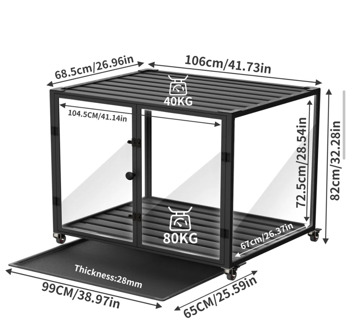 Pet - Dog Crate Innovated Tempered Glass XL - T&F5.19.25