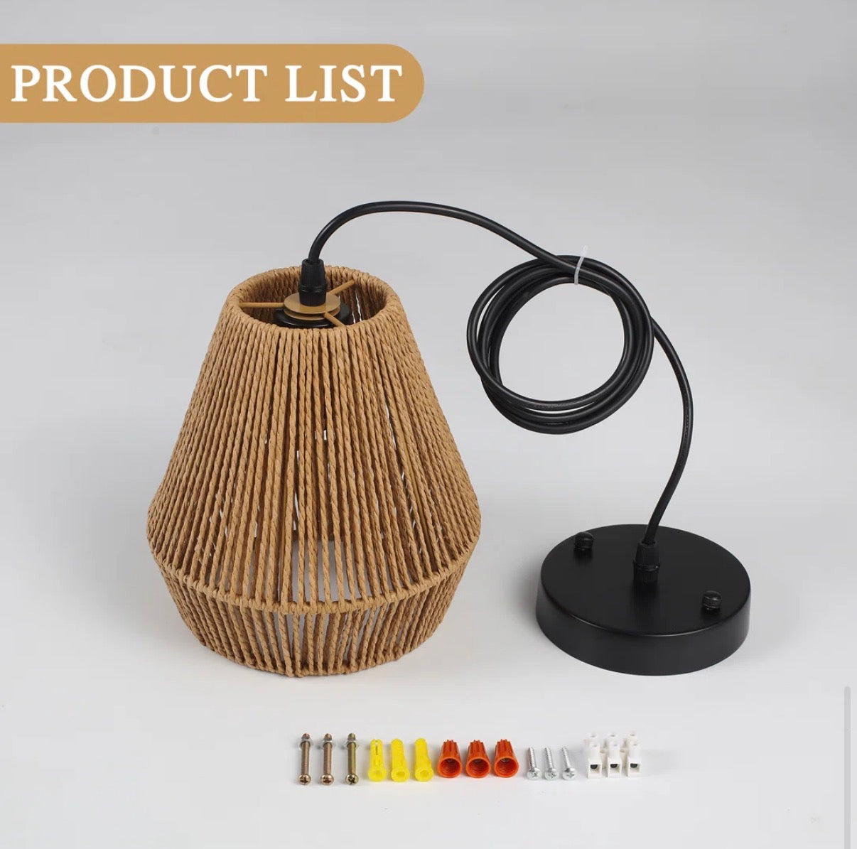 Pendant Set Of 3 - 7in. Rustic Paper Rattan Woven Pendant Lights With Hand-Woven Basket Lampshade