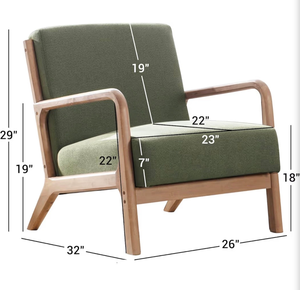 Chair - Accent Hertford 26" Wide Mid Century Upholstered Solid Wood Accent Chair with an Extra Pillow