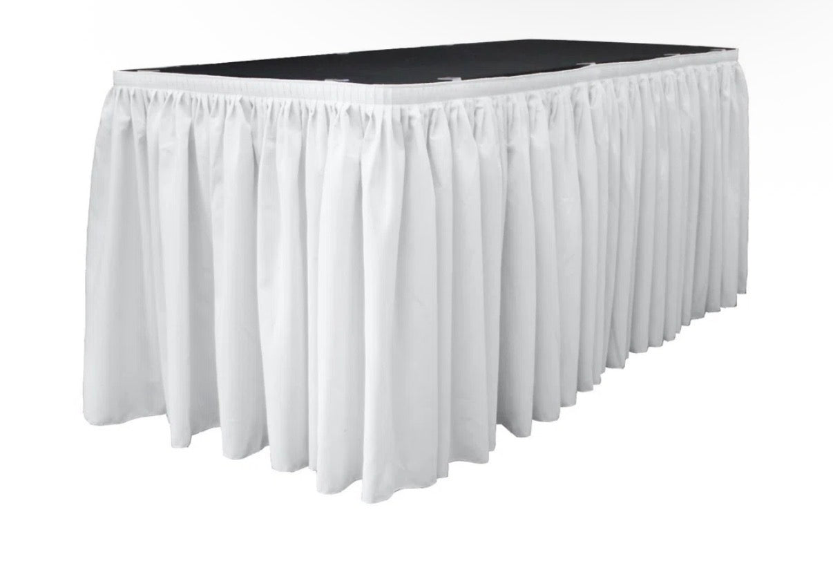 Table Skirt - 169" x 29" LePrise White Table Skirt