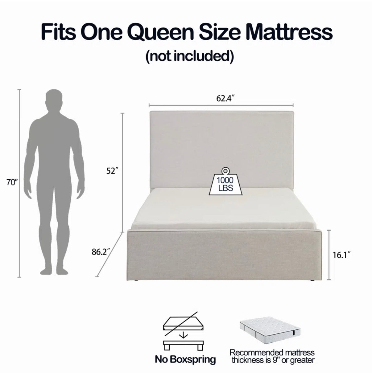 Bed - Queen Size Stephanie Upholstered