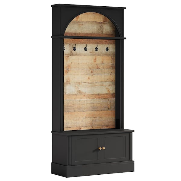 Entry Cabinet - Carmalita Brown 70.86 in. Tall Hall Tree Coat Rack with Entryway Bench, Shoe Storage, 5 Double Hooks & Adjustable Shelf