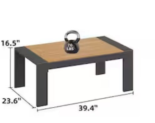 Outdoor Coffee Table - Aluminum Outdoor Coffee Table with Faux Wood Top