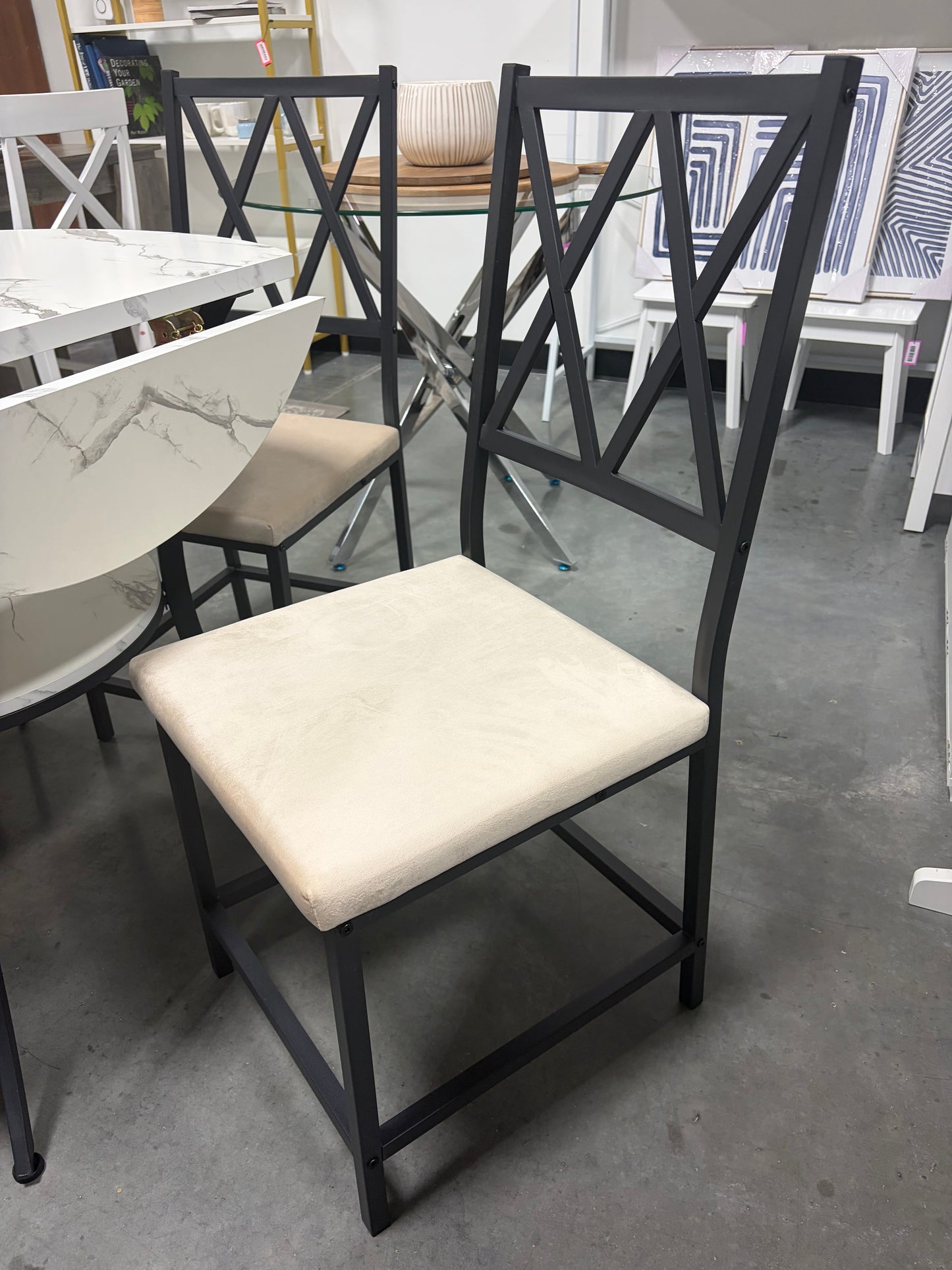 Dining Set - Round Faux Marble 5 Piece Dining Table Set