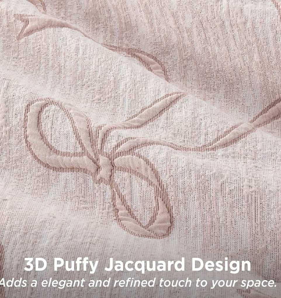 Comforter Set - Bedsure Queen, Pink Boho Tufted Bed Set, 3D Puffy Jacquard Bedding, 3 Pieces - WF9.25.25