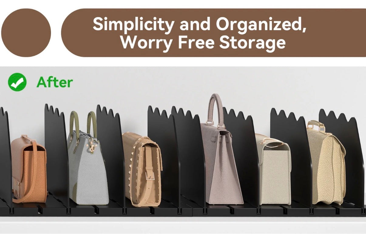 Organizer - SOYO Adjustable Acrylic Shelf Divider for Closet, Clear Purse Organizers for Closet, Handbag Shelf Dividers, Clear Bookshelf Separator Organizers for House, Office Use, black