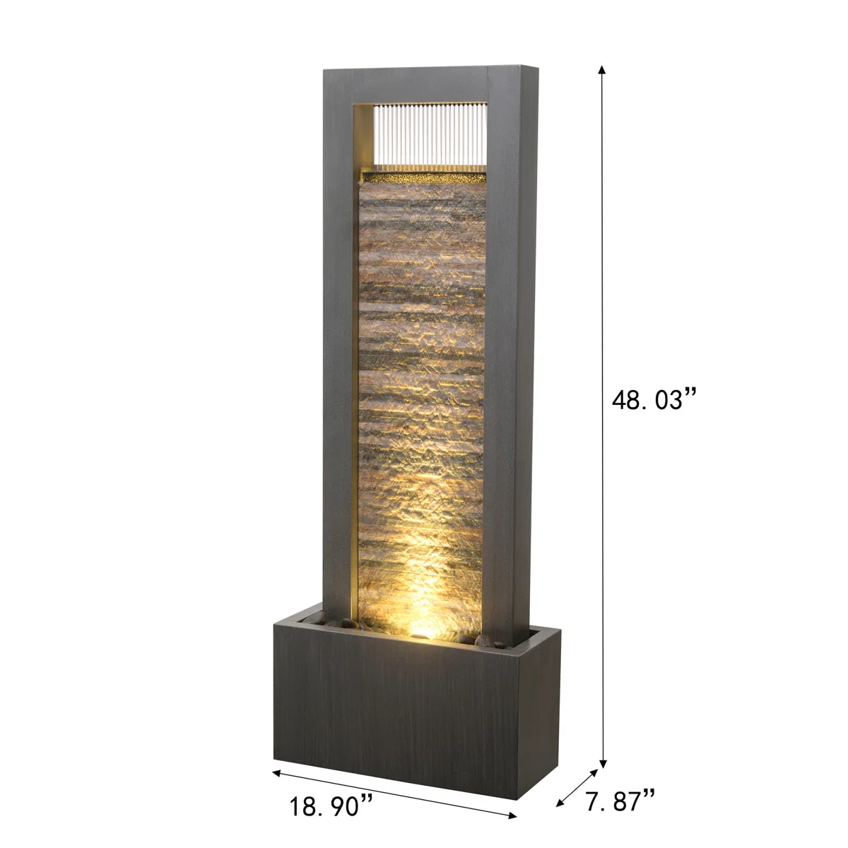 Outdoor - Versatile Zen Metal Fountain with Stone Brick Accent - WF9.25.25