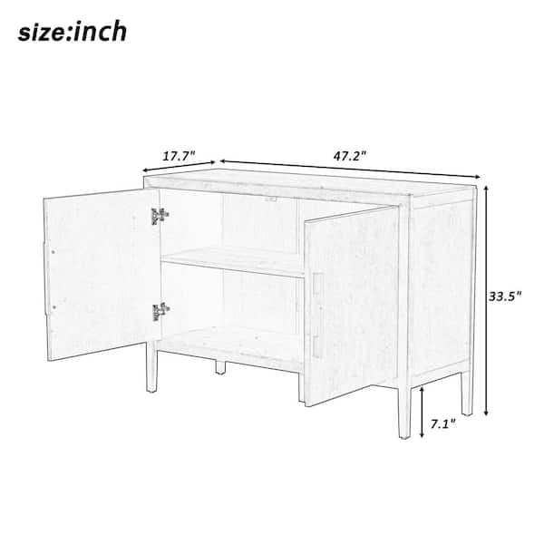 Console - Natural Wood 47.2 in. with Adjustable Shelves and 2-Doors - WF9.25.25