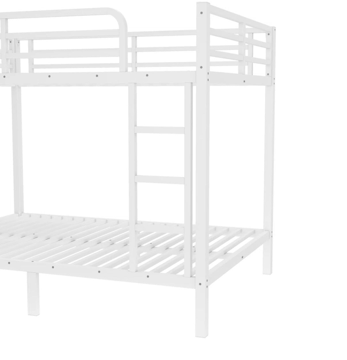 Bed - Full over Full Bunk Off White Full Over Full Straight Ladder Sturdy Metal Slat Bunk Bed