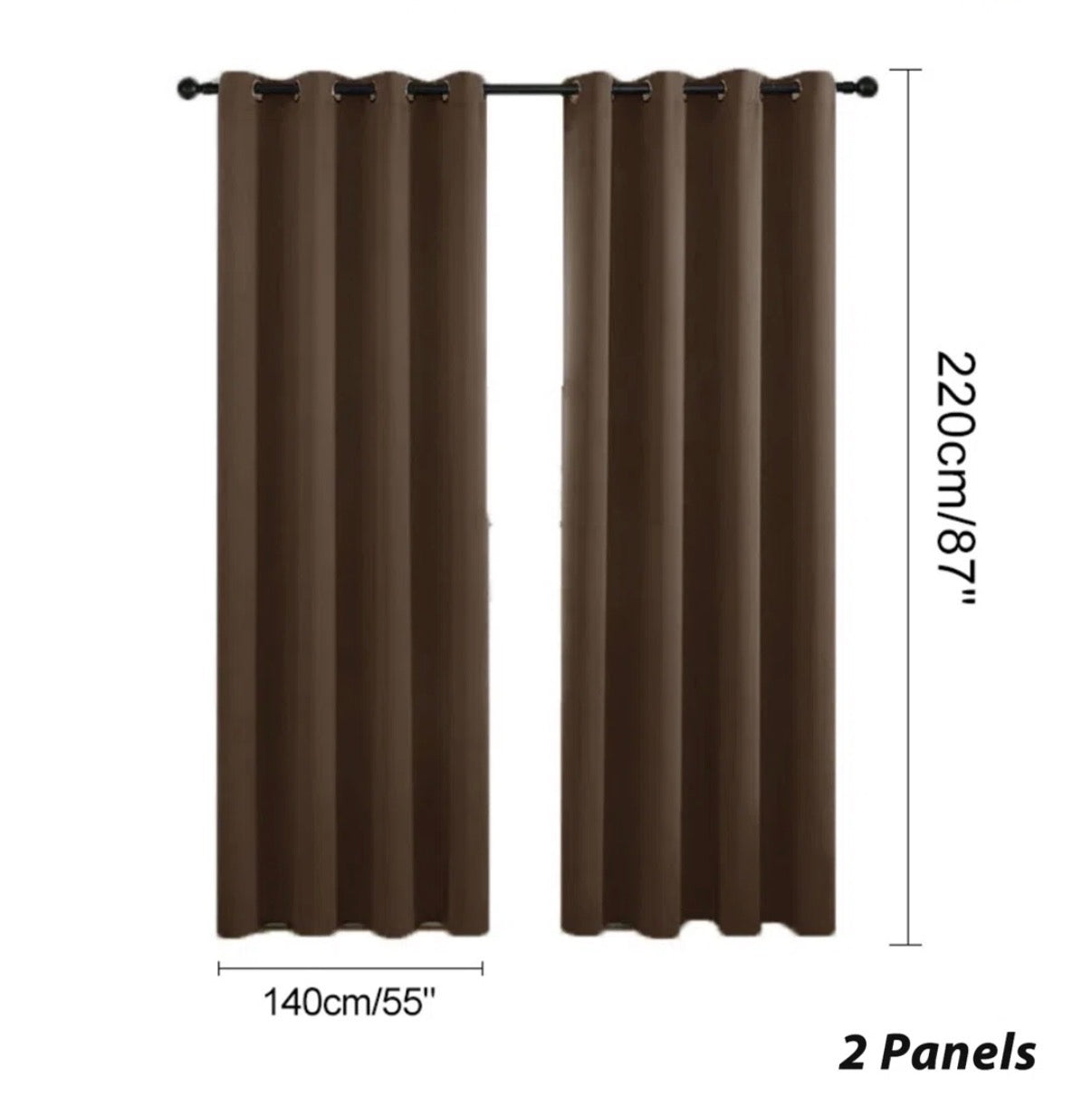 Curtain Set of 2 - 55"W x 87" L Dark Coffee Blackout Set Of 2 Curtain Panels - Thermal Insulated Room Darkening Curtains