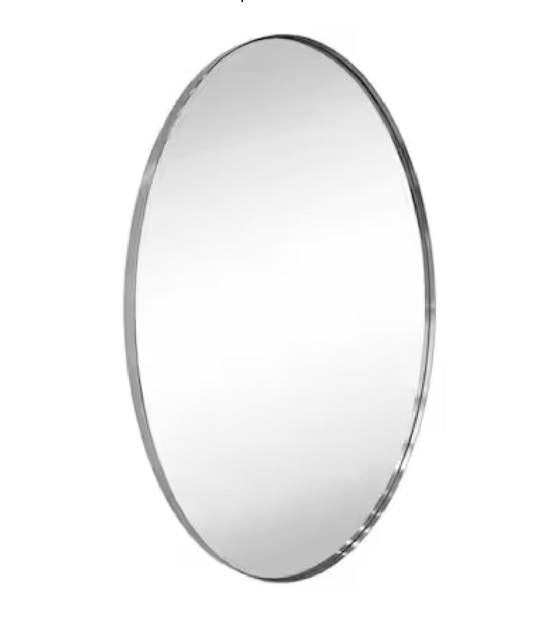 Mirror - 20-in x 30-in Framed Oval Bathroom Vanity Mirror ( Brushed Nickel )