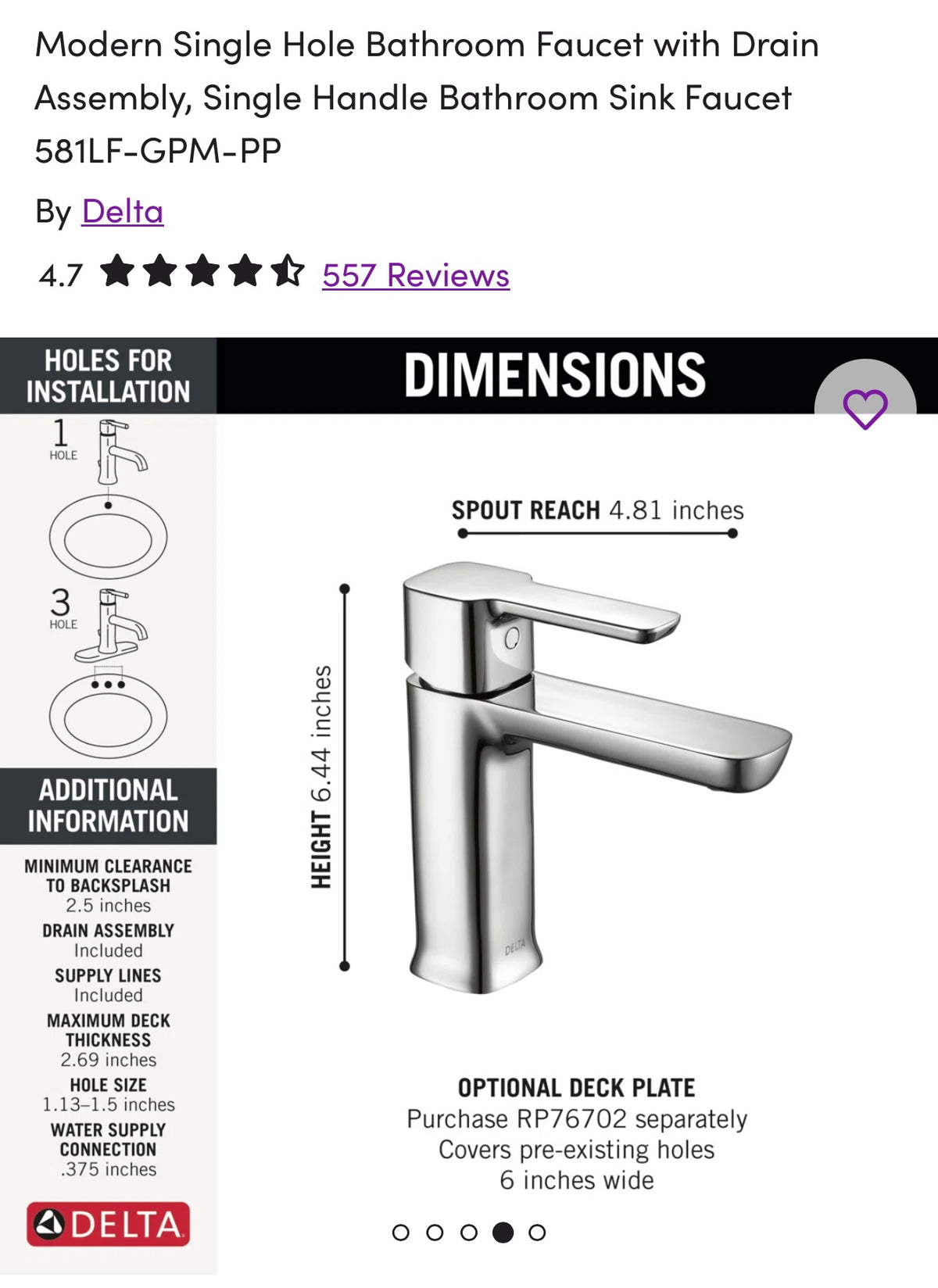 Faucet - Chrome Modern Single Hole Bathroom Faucet with Drain Assembly, Single Handle Bathroom Sink Faucet - WF11.7.25