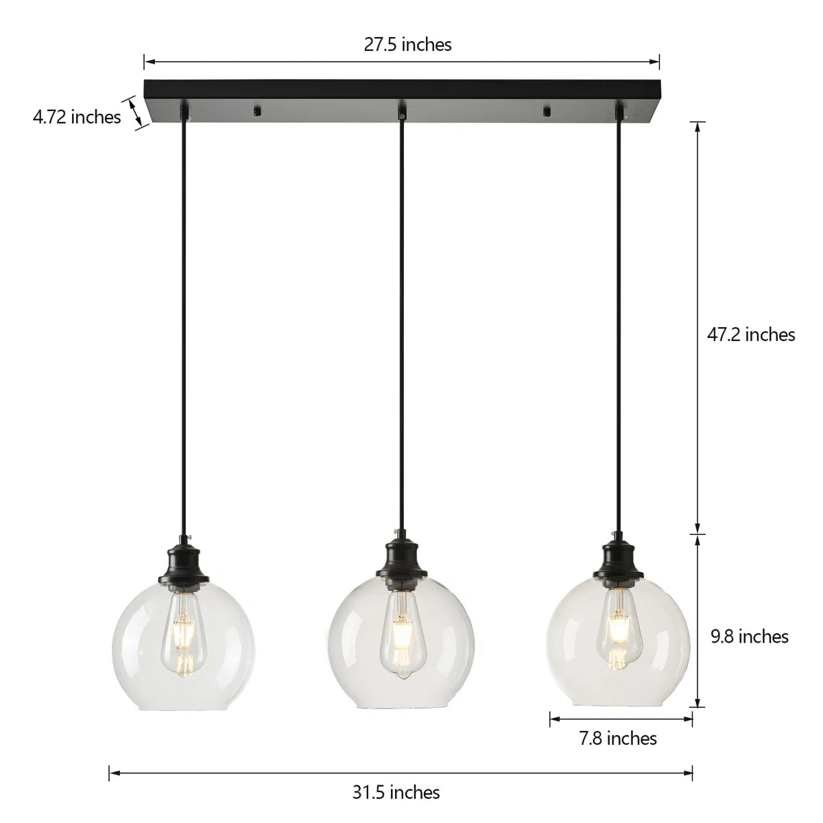 Pendant - Concow 3 - Light Matte Black Kitchen Island Pendant - WF9.25.25