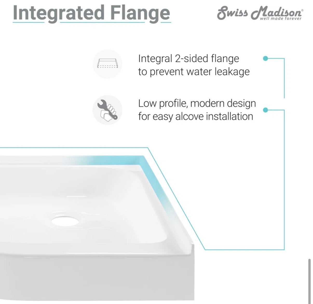 Shower Base - Voltaire Corner Shower Base 32” x 32” Neo-Angle drain