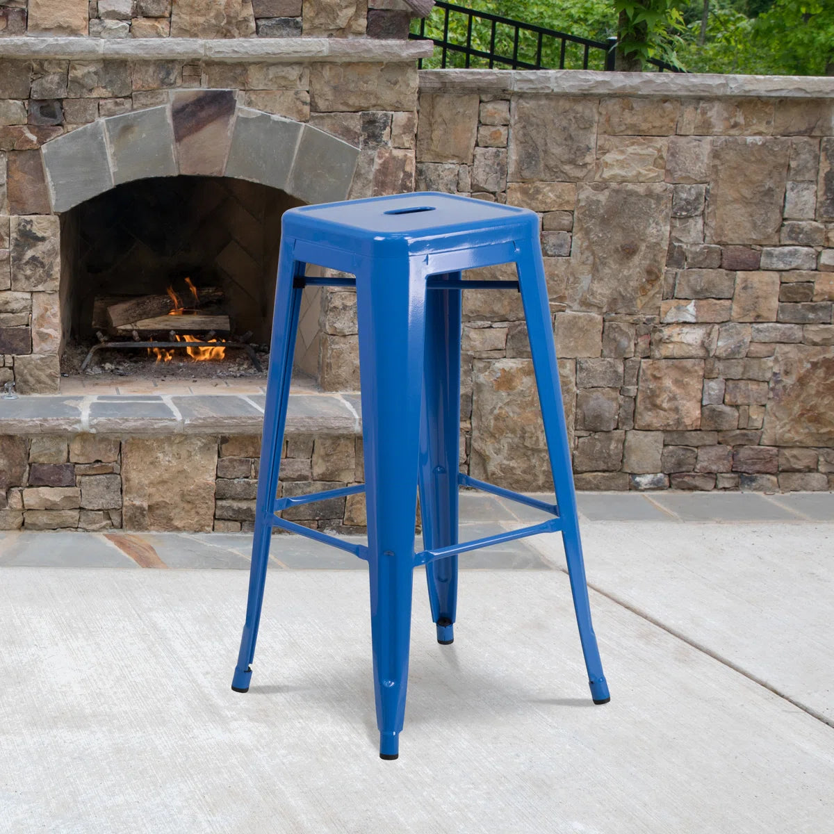 Barstool Set of 3 - 30" Nieva Commercial Grade Backless Indoor-Outdoor Stool with Square Seat - WF9.25.25