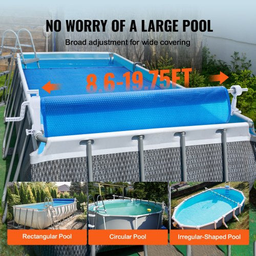 Outdoor - VEVOR Pool Cover Reel, Aluminum Solar Cover Reel 20 ft, Above Ground Swimming Pool Cover Reel Set , Fits for 3-20 ft Width Swimming Pools - T&F5.19.25