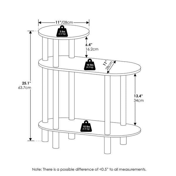 Side Table - Turn-N-Tube 23.23 in. Espresso/Black Oval Wood End Table