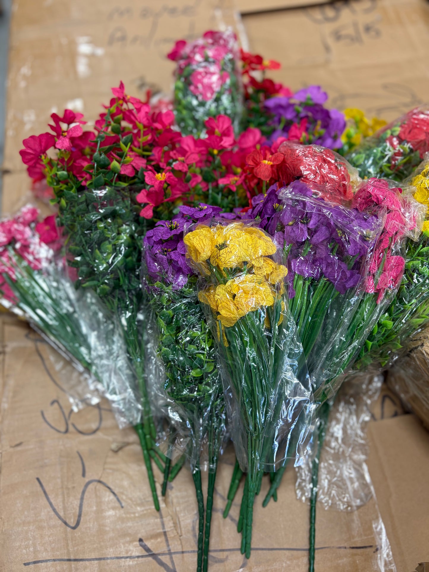 Faux Plant - 12 Bundles UV Resistant Colorful Flowers