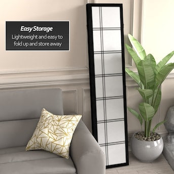 Room Divider - 6 -Panel Black Fabric Folding Shoji Style Room Divider