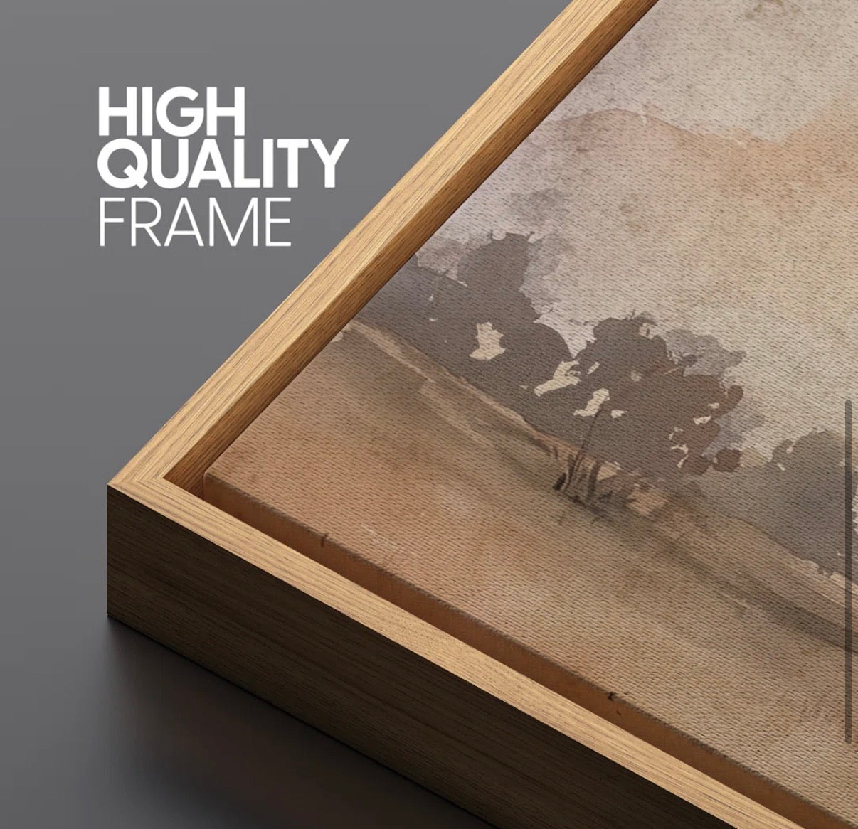 Framed Canvas - 20” x 60” Neutral Landscape Abstract