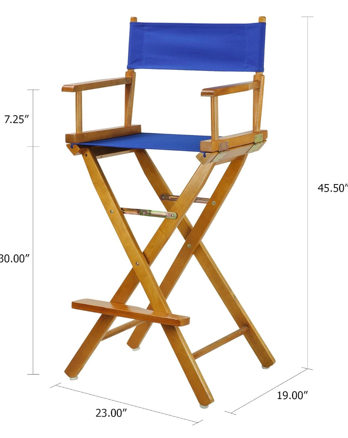 Chair - Casual Home 30" Director's Chair Honey Oak Frame-with Royal Blue Canvas, Bar Height