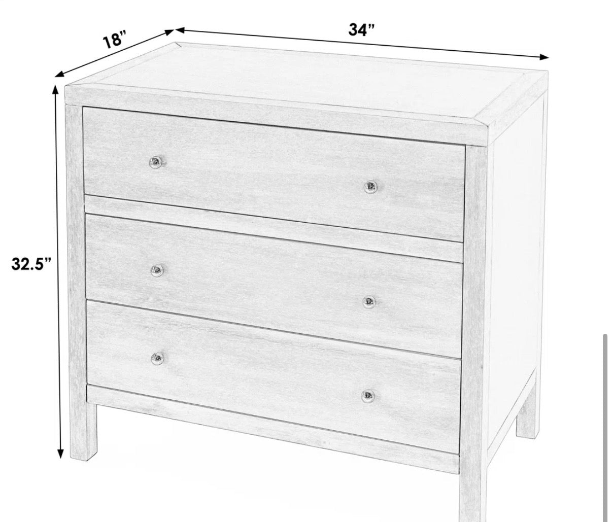 Dresser - 3 Drawer Celine Dresser