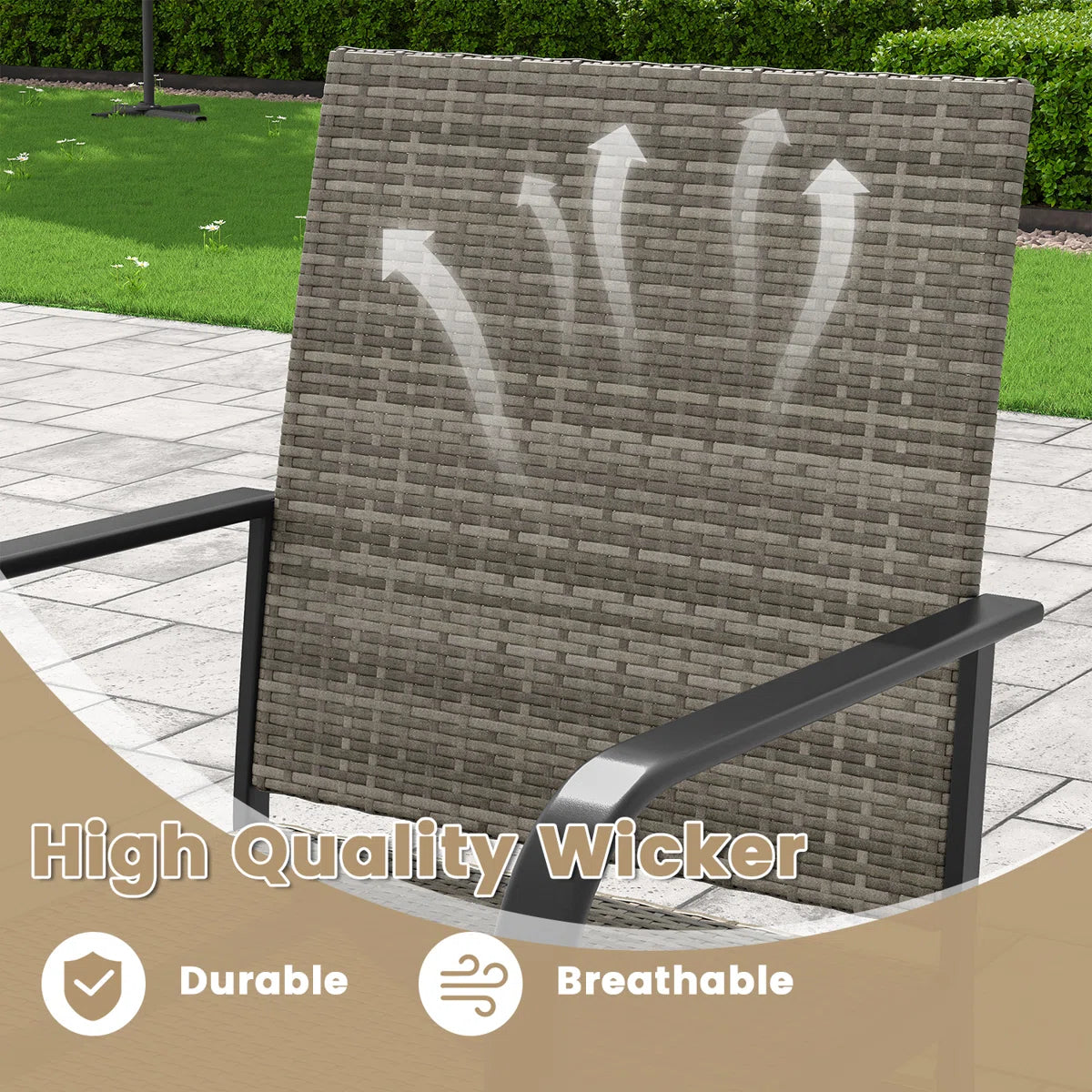 Patio Chair set of 2 - Grey Rattan Patio Chairs Set Of 2