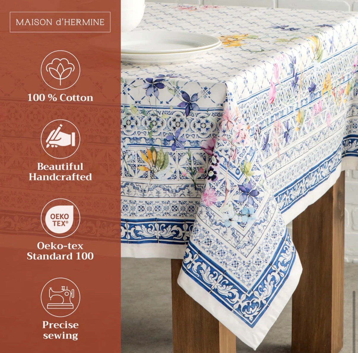 Tablecloth - 60 in x 120 in Maison d’Hermine Cotton Tablecloth