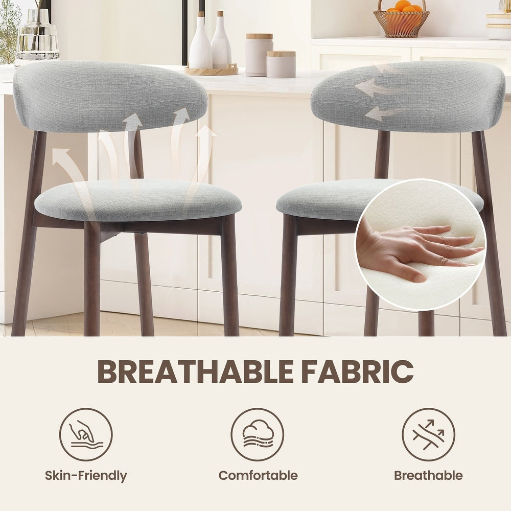 Barstool Set of 2 - 25” Counter Height RENEWLINE with Backrest, Solid Wood Legs