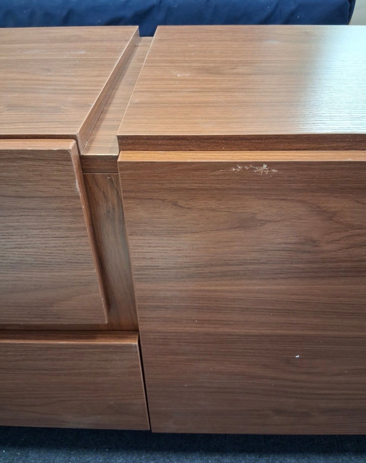 Media Console - 71” Walnut Wood Mid-Century Modern TV stand (some damage see all photos)