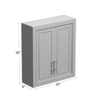 Cabinet - 22 in. W x 8 in. D x 26 in. H Surface-Mount Bathroom Storage Wall Cabinet in White