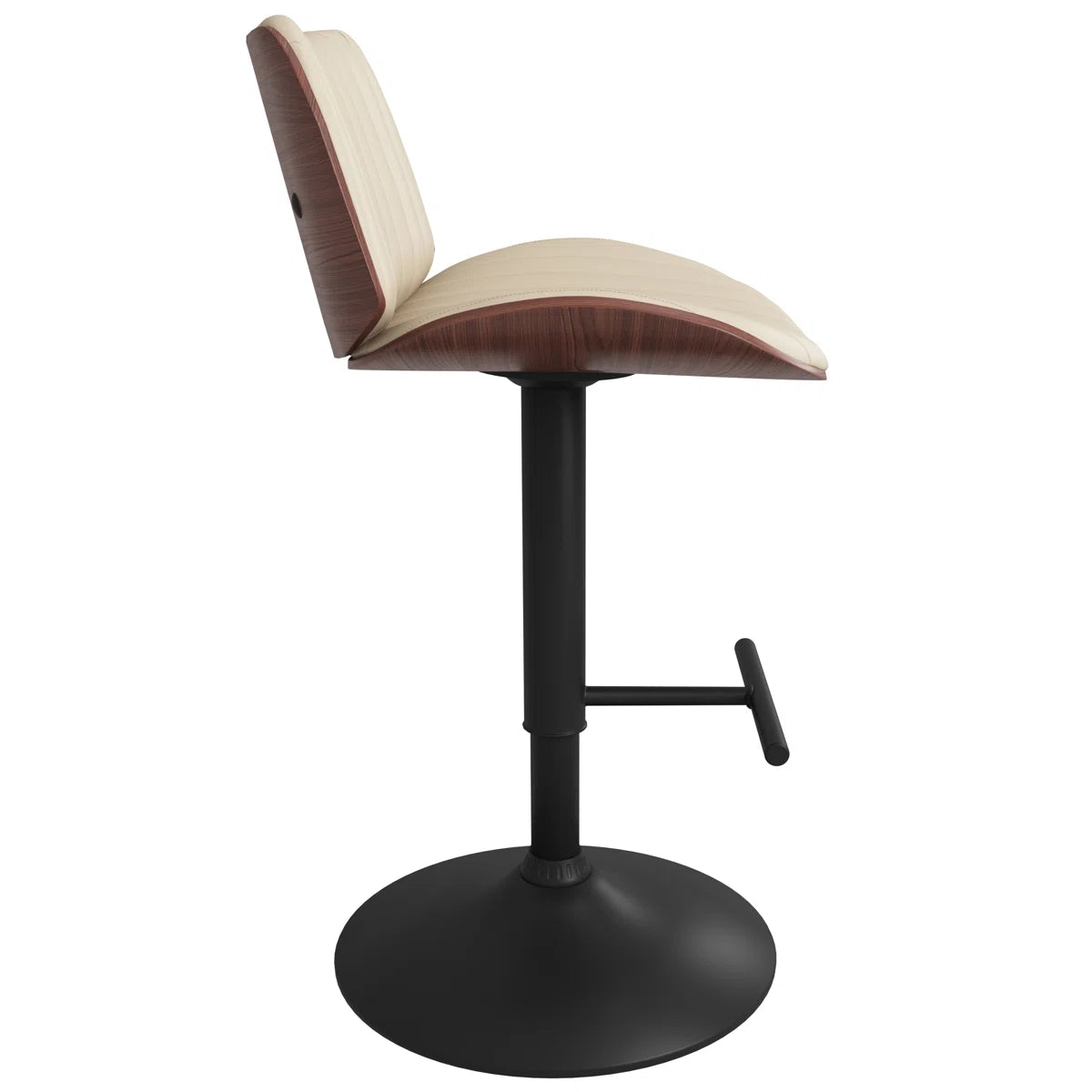 Barstool Single - Adjustable Height Goulding Adjustable Swivel Upholstered Mid-Century Modern Bar Stool with Hydraulic Lift and Footrest