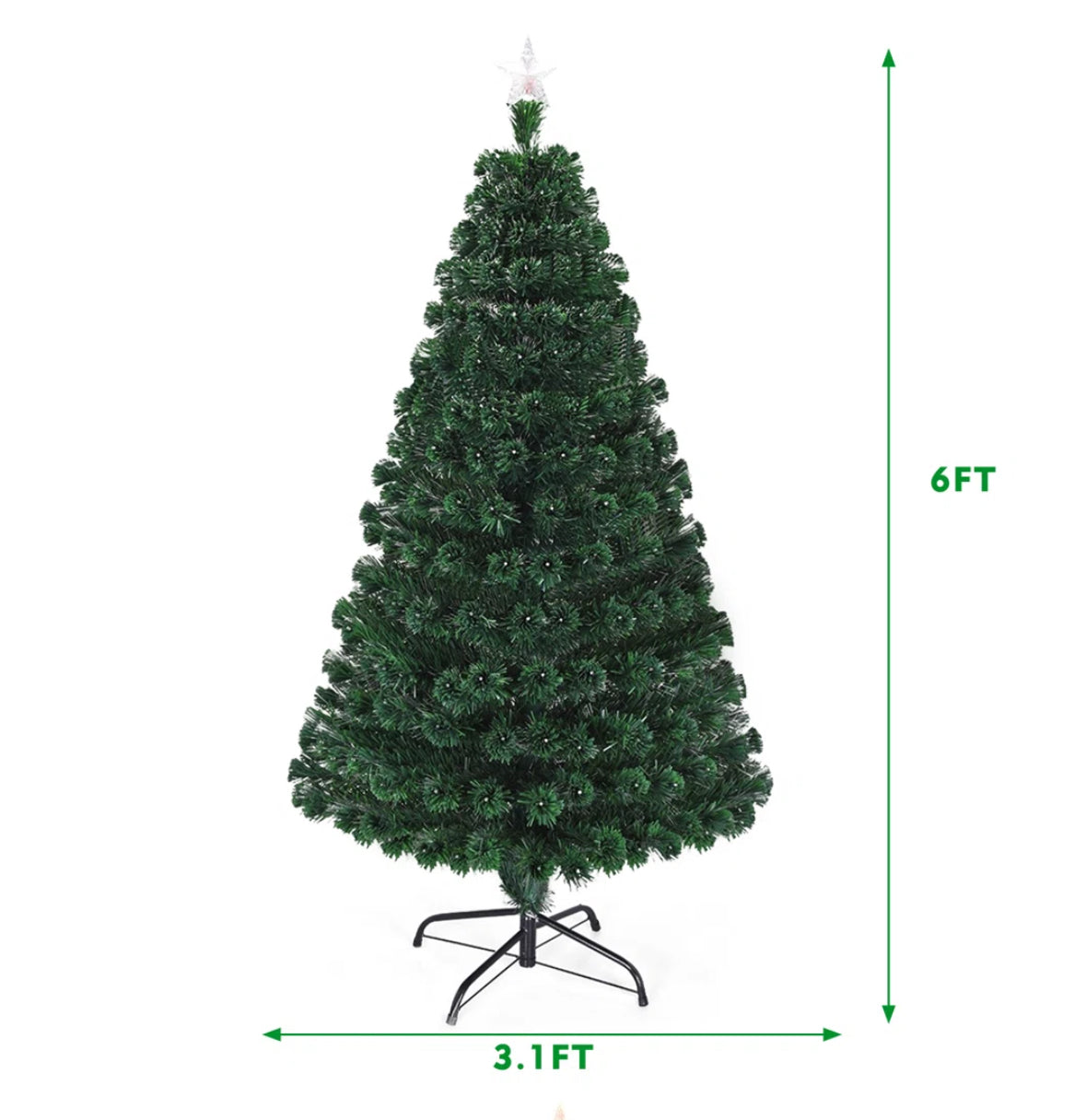 Christmas Tree - 5.5 ft Artificial PVC Christmas Tree with LED Lights and Metal Stand - BSW
