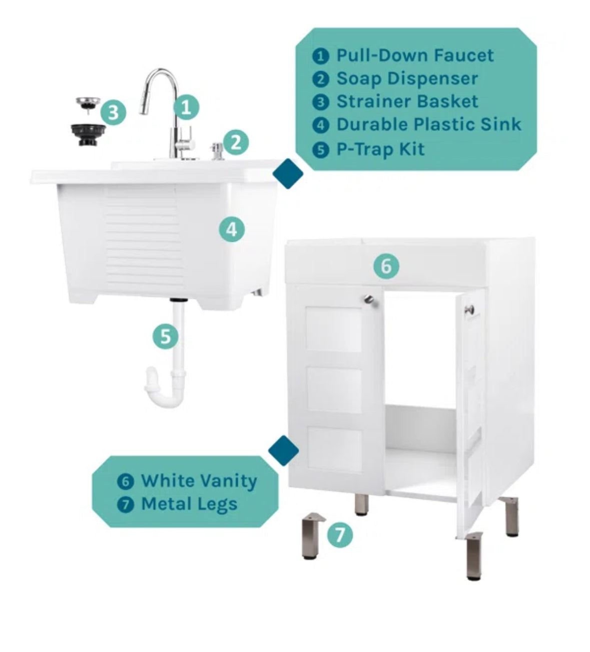 Laundry - Hameedah 24" Single Laundry Room Vanity Set - WF11.7.25