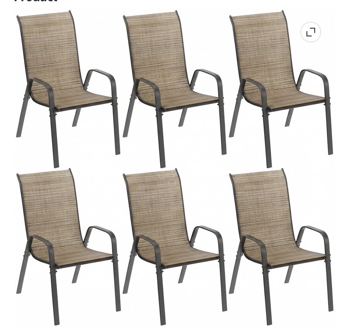 Outdoor Dining Chairs Set of 6 - Stackable Patio Chairs
