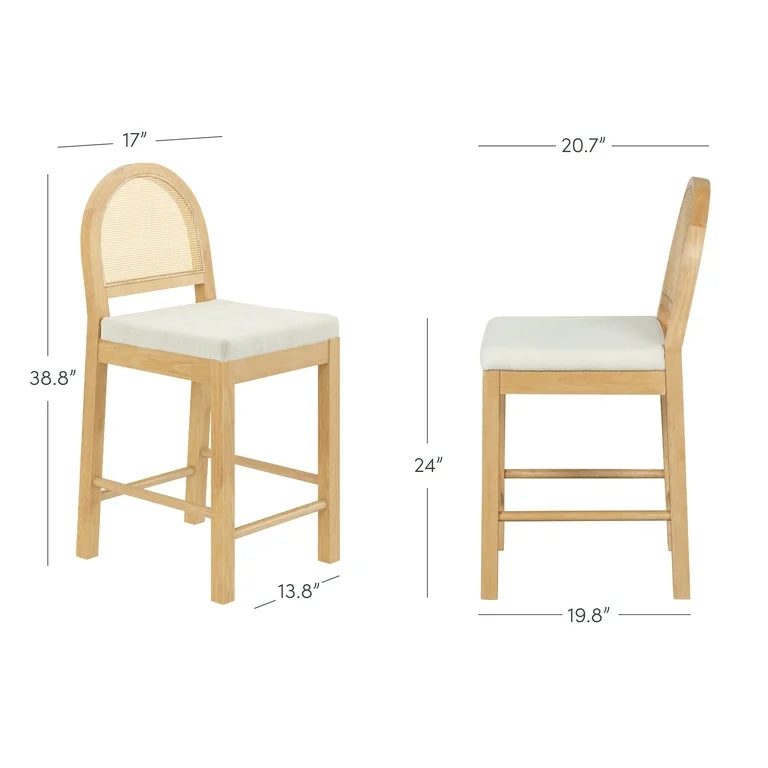 Barstool Set of 2 - 24” Nathan James Bailey Rattan Back, Natural (see all photos)