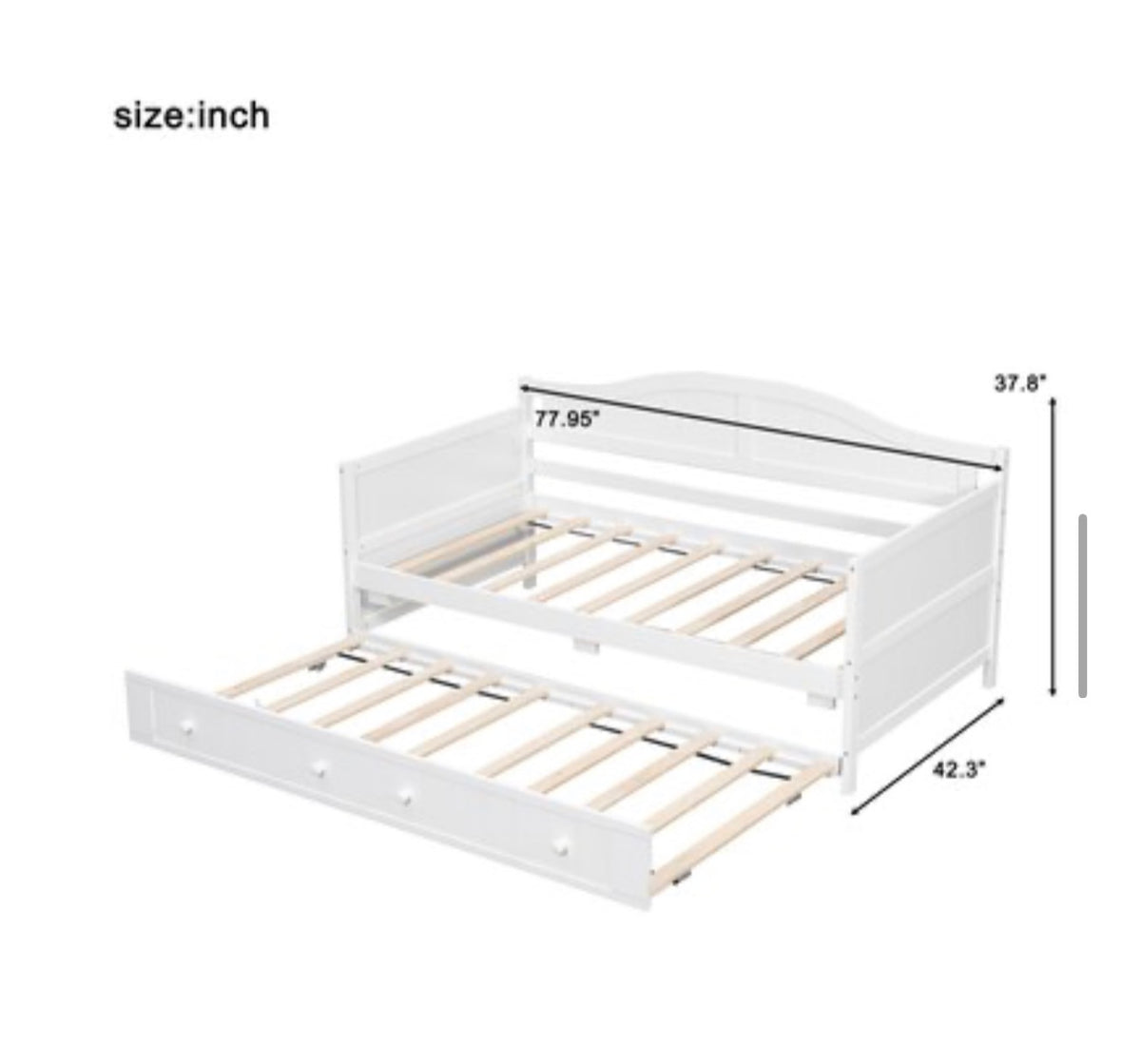 Bed - Twin Size Streamdale Furniture Streamdale Twin Wooden Daybed with Trundle White
