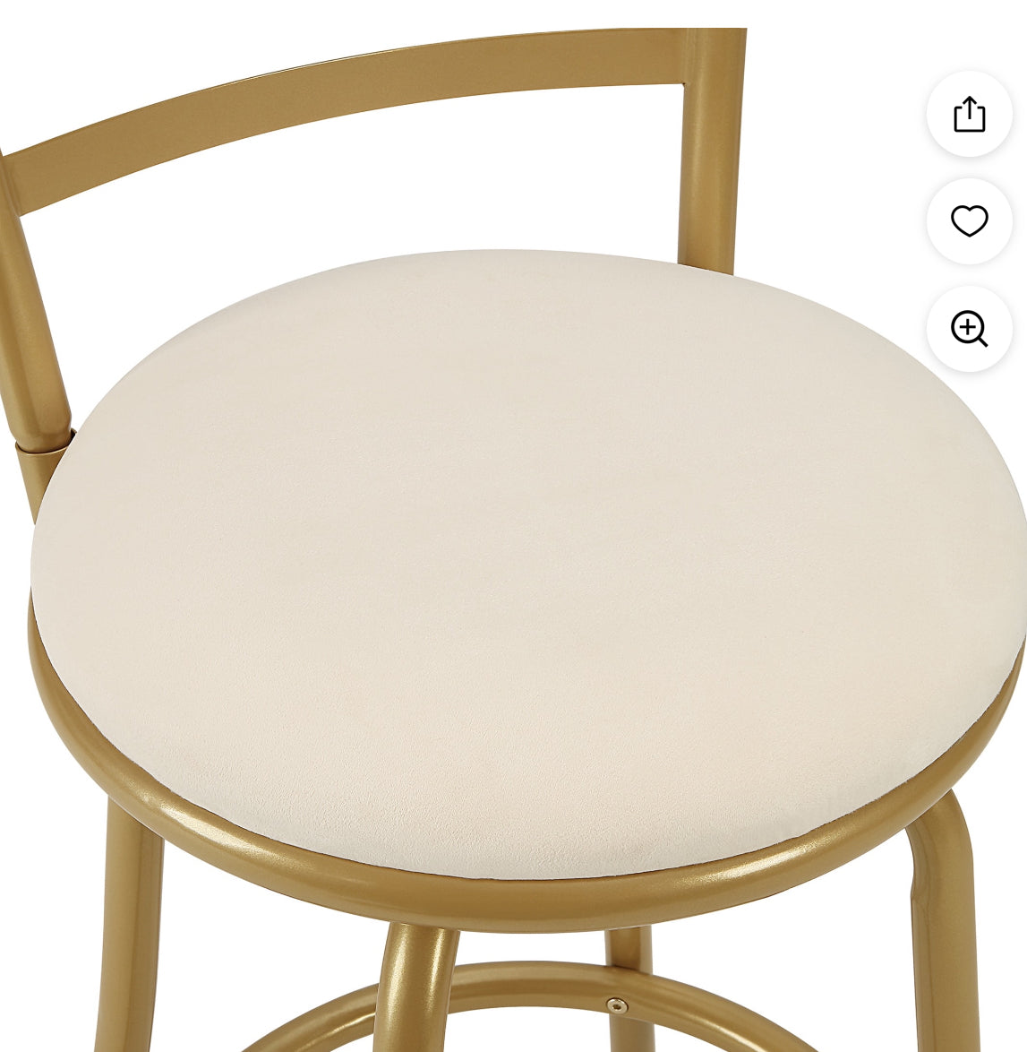 Barstool Single - 24" Swivel Gold Metal Barstool, Cream Seat - WM11.19.25